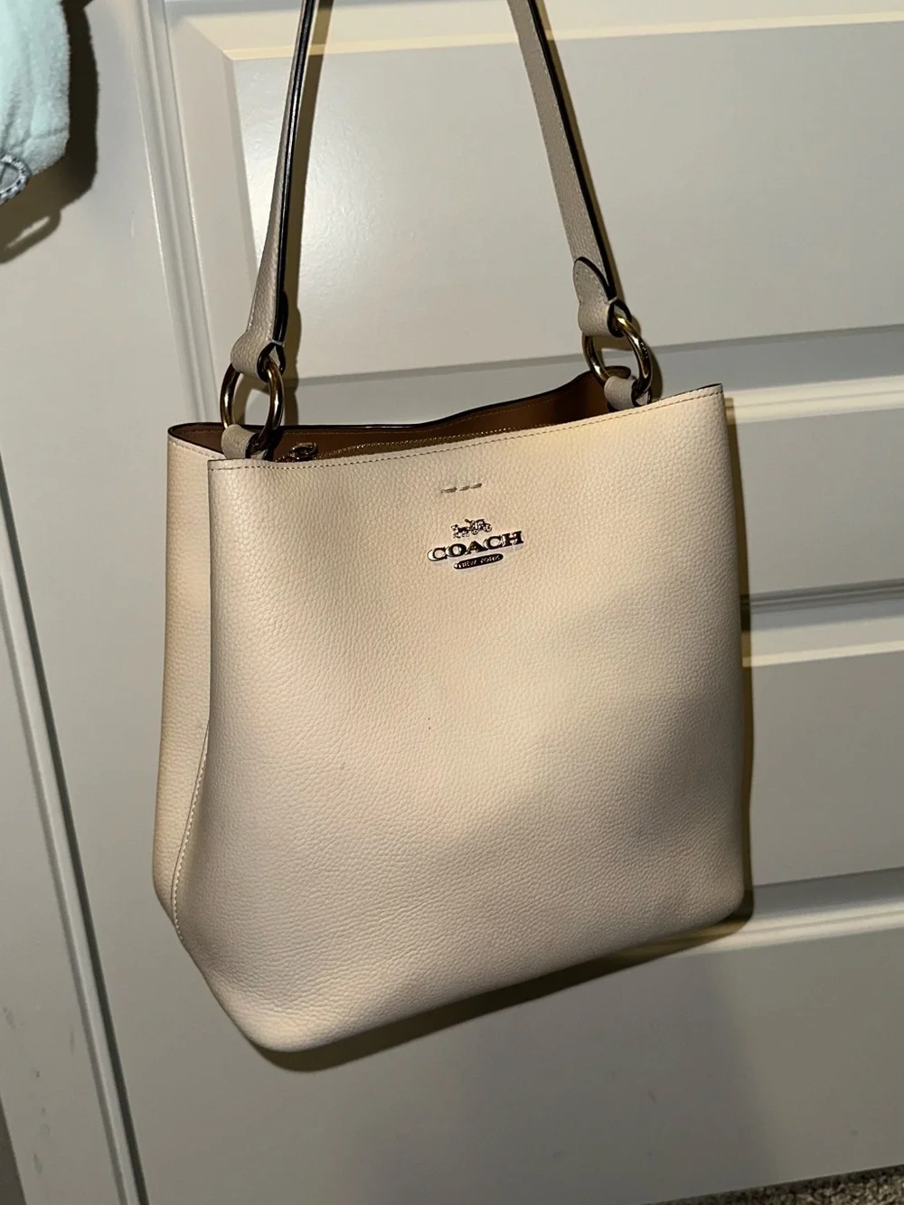 Coach Pebble Leather Shoulder Bag in Light Cream